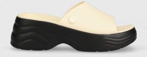 Šľapky Crocs Skyline Slide dámske, béžová farba, na platforme, 208182