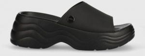 Šľapky Crocs Skyline Slide dámske, čierna farba, na platforme, 208182
