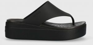 Žabky Crocs Brooklyn Flip dámske, čierna farba, na platforme, 208727