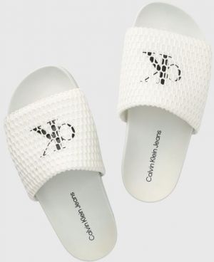 Šľapky Calvin Klein Jeans COMFORT SANDAL OVERSIZED MESH dámske, biela farba, YW0YW00973