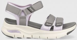 Sandále Skechers Arch Fit Fresh Bloom dámske, šedá farba, na platforme