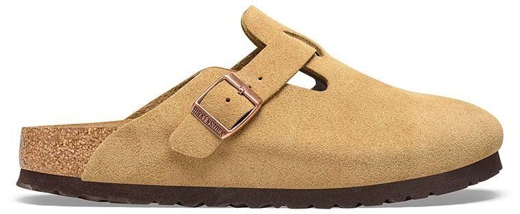 Semišové šľapky Birkenstock Boston dámske, béžová farba, 1026164