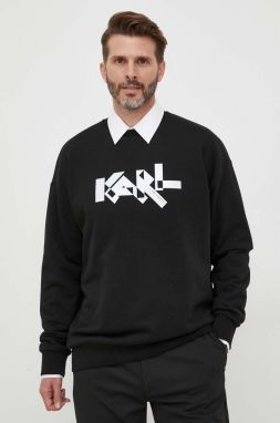 Mikina Karl Lagerfeld pánska, čierna farba, s potlačou