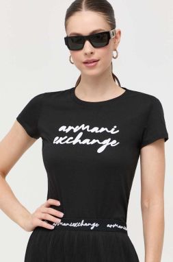 Bavlnené tričko Armani Exchange čierna farba