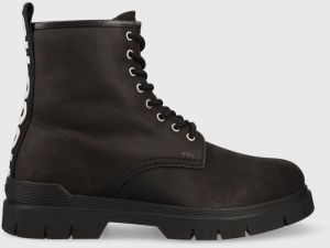 Semišové topánky HUGO Ryan pánske, čierna farba, 50498524