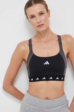 Športová podprsenka adidas Performance Powerimpact Techfit čierna farba, vzorovaný