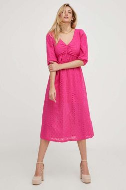 Šaty Answear Lab ružová farba, midi, áčkový strih