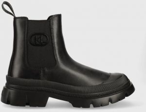 Kožené topánky chelsea Karl Lagerfeld TREKKA MENS pánske, čierna farba, KL25243