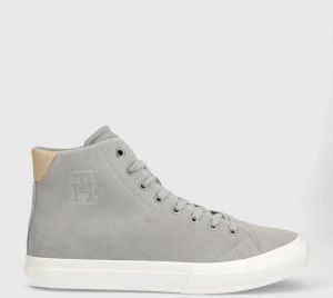 Semišové tenisky Tommy Hilfiger TH HI VULC STREET SUEDE šedá farba, FM0FM04797