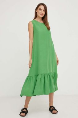 Šaty Answear Lab zelená farba, midi, rovný strih