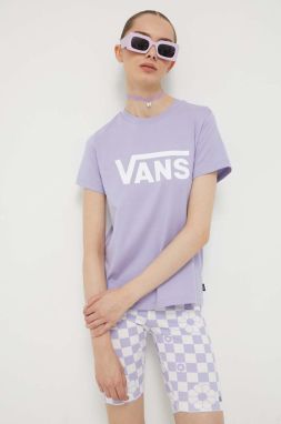 Bavlnené tričko Vans fialová farba
