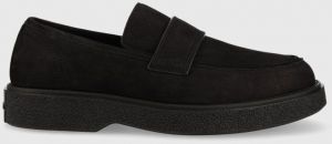 Semišové mokasíny Calvin Klein LOAFER NB pánske, čierna farba, HM0HM01031