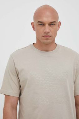 Bavlnené tričko adidas Originals béžová farba, s potlačou