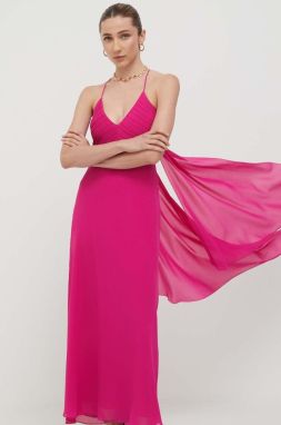 Šaty Patrizia Pepe ružová farba, maxi, rovný strih