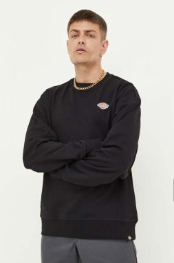 Bavlnená mikina Dickies pánska, čierna farba, jednofarebná
