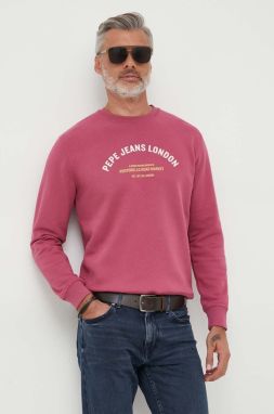Bavlnená mikina Pepe Jeans Medley pánska, ružová farba, s potlačou