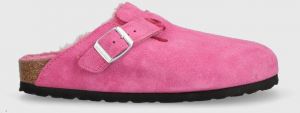 Semišové papuče Birkenstock Boston dámske, ružová farba, 1025552