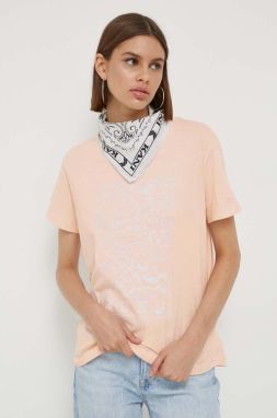 Bavlnené tričko Roxy ružová farba