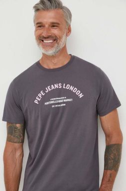 Bavlnené tričko Pepe Jeans Waddon šedá farba, s potlačou