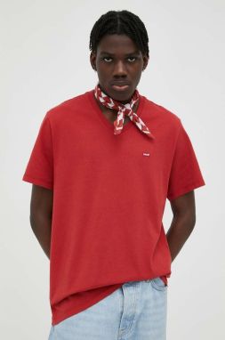 Bavlnené tričko Levi's červená farba, jednofarebný