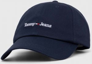 Bavlnená šiltovka Tommy Jeans tmavomodrá farba, jednofarebná
