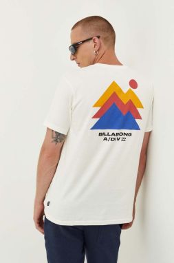 Bavlnené tričko Billabong béžová farba, s potlačou
