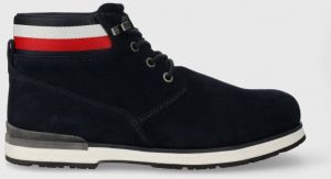 Semišové topánky Tommy Hilfiger CORE HILFIGER SUEDE BOOT pánske, tmavomodrá farba, FM0FM04800