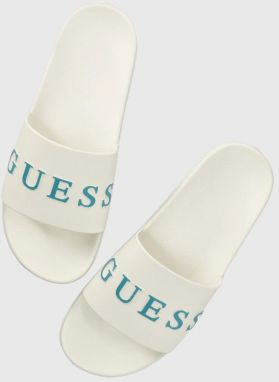 Šľapky Guess SLIDES pánske, biela farba, F3GZ05 BB00F