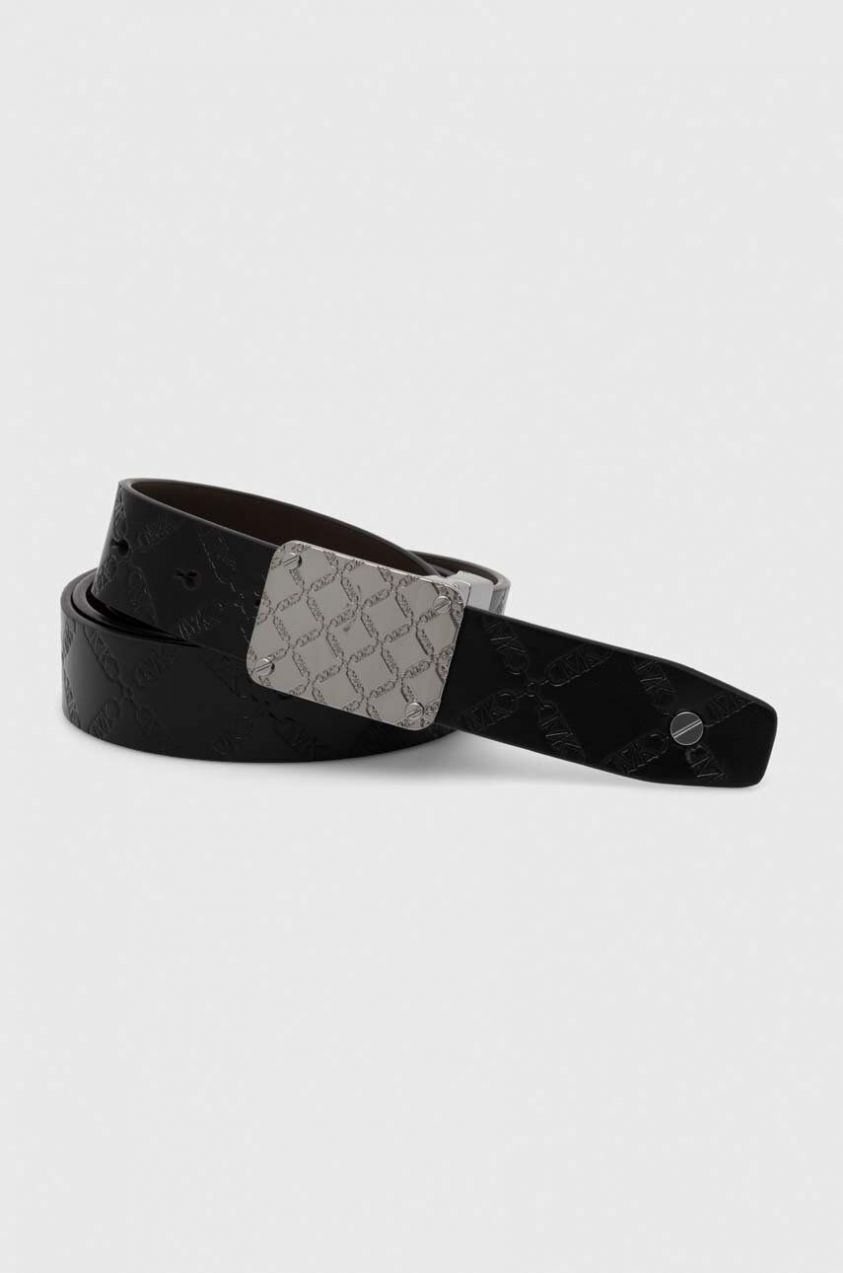 Obojstranný kožený opasok Michael Kors pánsky, čierna farba