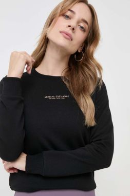 Mikina Armani Exchange dámska, čierna farba, s potlačou