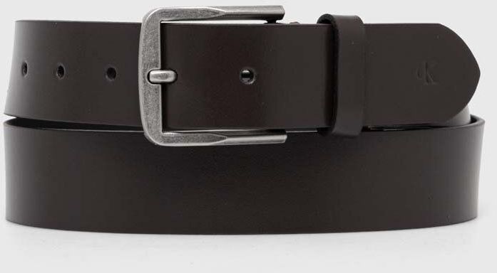 Kožený opasok Calvin Klein Jeans pánsky, hnedá farba