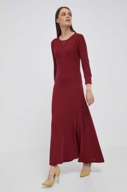 Bavlnené šaty Polo Ralph Lauren bordová farba, maxi, áčkový strih
