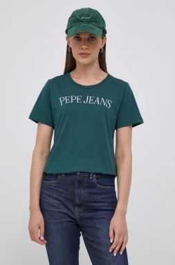 Bavlnené tričko Pepe Jeans zelená farba