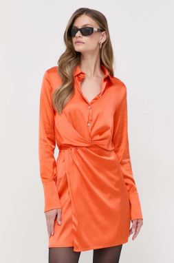 Šaty Patrizia Pepe oranžová farba, mini, áčkový strih