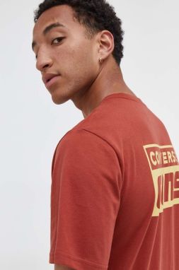 Bavlnené tričko Converse červená farba, s potlačou