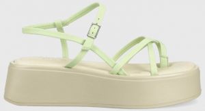 Kožené sandále Vagabond Shoemakers Courtney dámske, zelená farba, na platforme