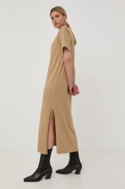 Bavlnené šaty Herskind hnedá farba, maxi, rovný strih