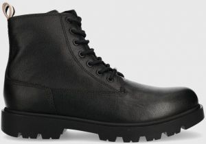 Kožená obuv BOSS Adley pánske, čierna farba, 50510992