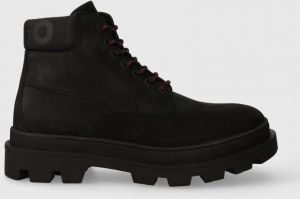 Semišové topánky HUGO Graham pánske, čierna farba, 50503732