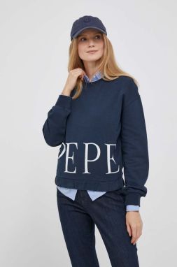 Bavlnená mikina Pepe Jeans Victoria dámska, tmavomodrá farba, s potlačou