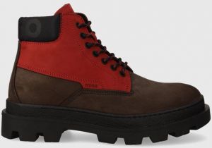 Semišové členkové topánky HUGO Graham pánske, hnedá farba, 50503732