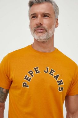 Bavlnené tričko Pepe Jeans Westend žltá farba, s potlačou
