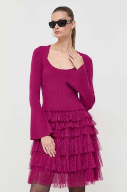 Šaty Twinset fialová farba, mini, priliehavá