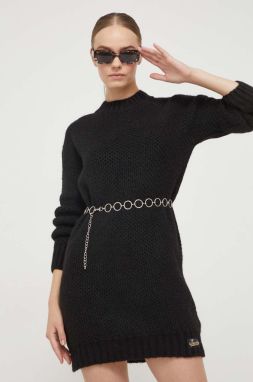 Šaty Superdry čierna farba, mini, rovný strih