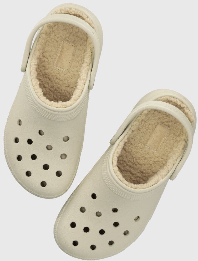 Šľapky Crocs Classic Platform Lined Clog dámske, béžová farba, na platforme, 207938