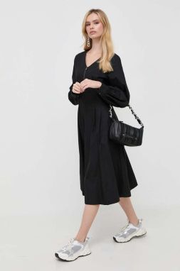 Bavlnené šaty Karl Lagerfeld čierna farba, mini, áčkový strih