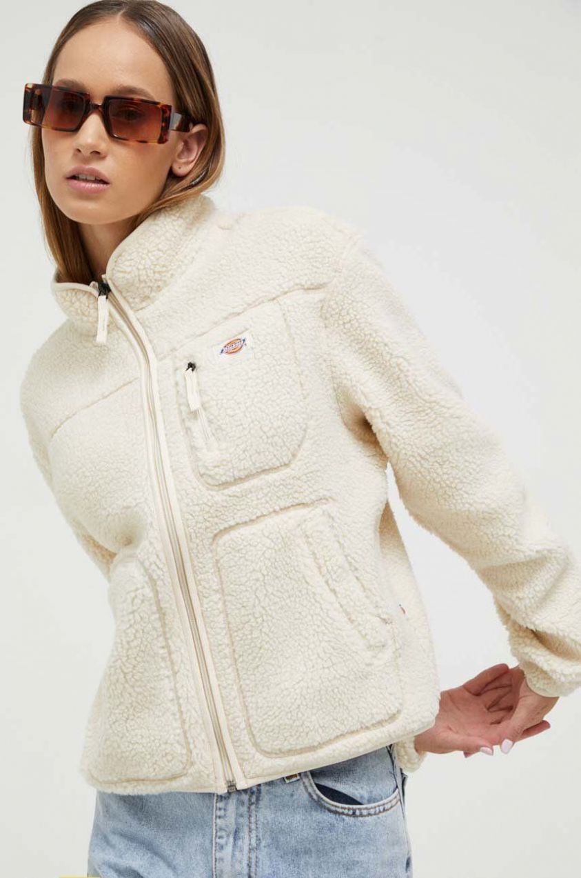 Mikina Dickies dámska, béžová farba, jednofarebná