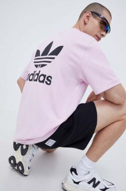 Bavlnené tričko adidas Originals ružová farba, s nášivkou