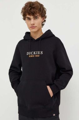 Mikina Dickies pánska, čierna farba, s kapucňou, s potlačou