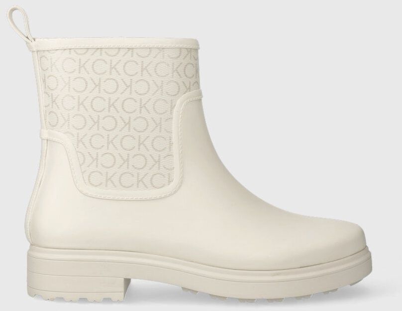 Gumáky Calvin Klein ESS RAINBOOT-EPI MONO MIX dámske, béžová farba, HW0HW01695